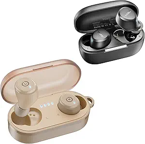 TOZO T10 (Classic Edition) Bluetooth 5.3 Wireless Earbuds with Wireless Charging Case IPX8 Waterproof Stereo Headphones in Ear Built in Mic Headset Premium Sound with Deep Bass, 32 Preset EQs via APP
