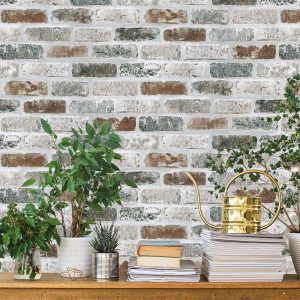 Guvana 17.3"×118" Brick Wallpaper Red/Blue/Grey Brick Peel and Stick Wallpaper 3D Vintage Brick Contact Paper Self Adhesive Removable Contact Paper Faux Brick Texture Wallpaper for Bedroom Decor